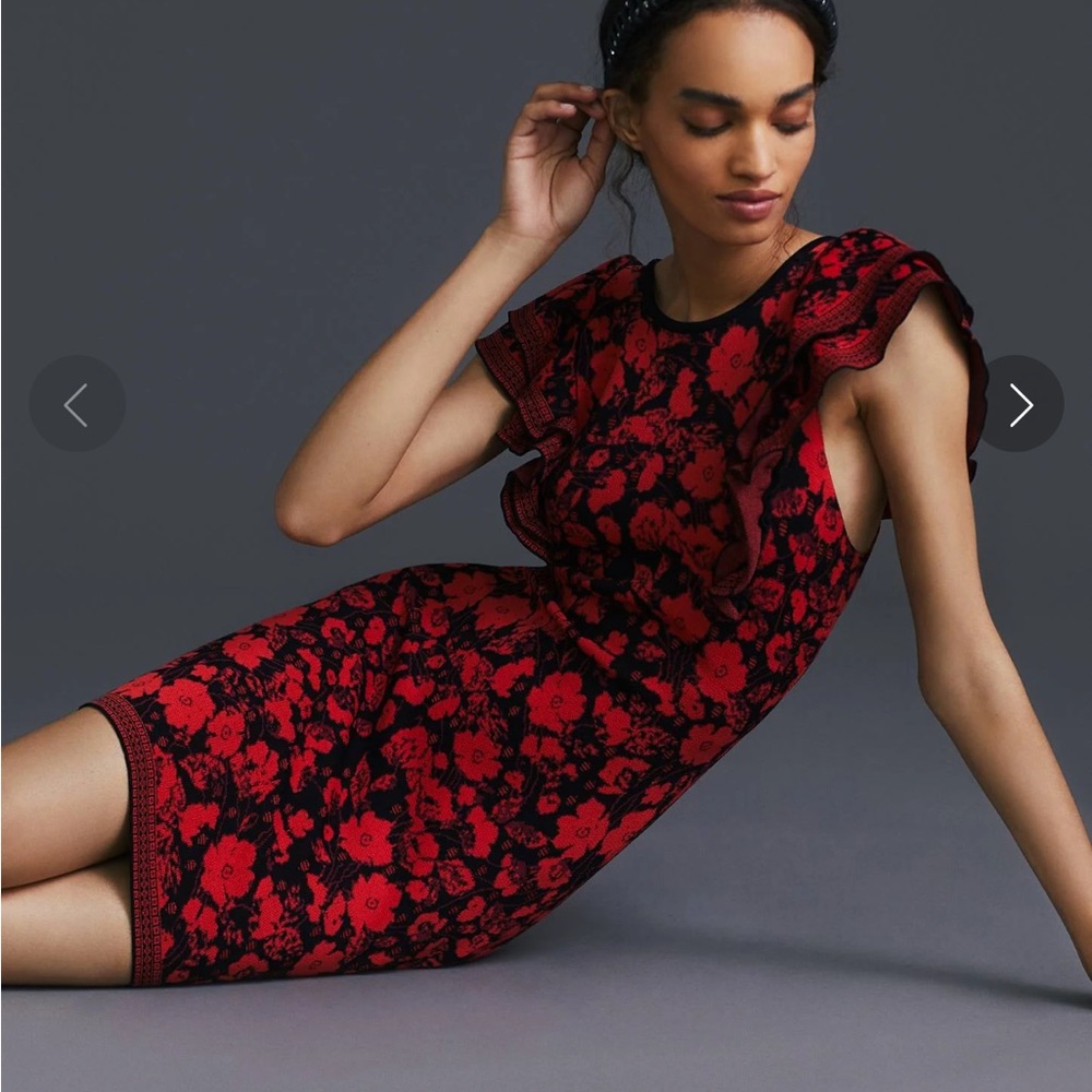 Eva Franco Floral Ruffled Mini Dress
